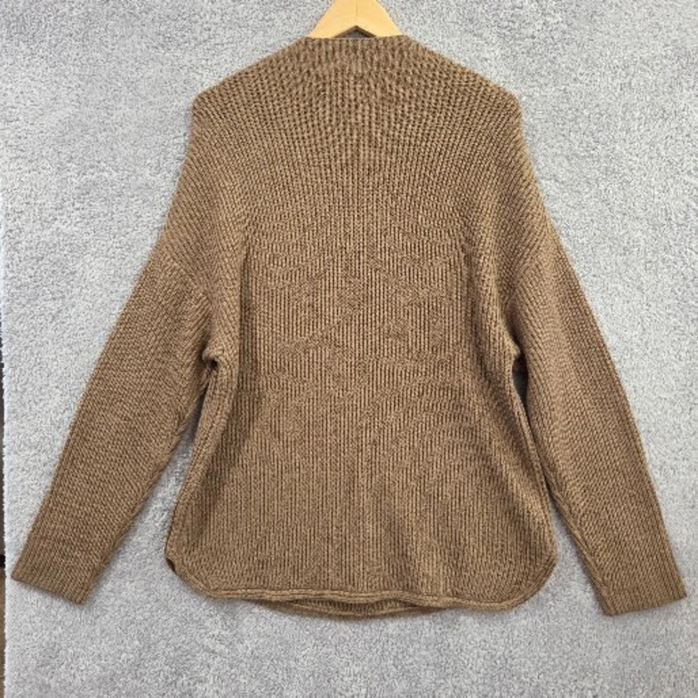 Women's Chunky Knit Drop Shoulder Pullover Sweater Large Brown Tan Neutral - Picture 8 of 9
